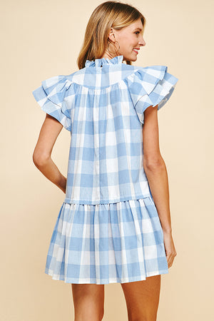 ABIGAIL GINGHAM DRESS IN BLUE