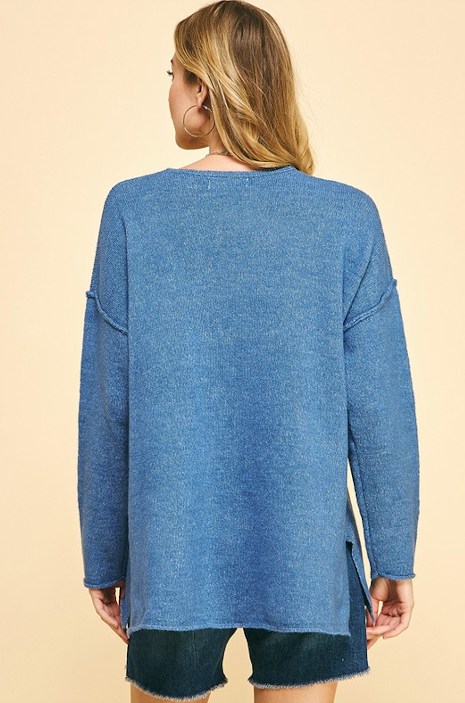 CLAIRE KNIT SWEATER IN DENIM BLUE