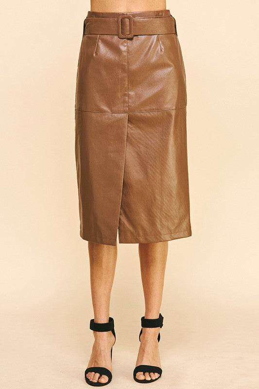 SIENNA MIDI SKIRT IN BROWN