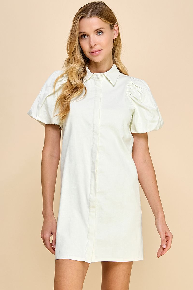 MANDY COLLARED BUTTON DOWN SHIFT DRESS IN MINT