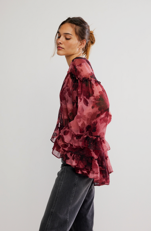 FREE PEOPLE DAY DREAMING BLOUSE IN ROSE COMBO