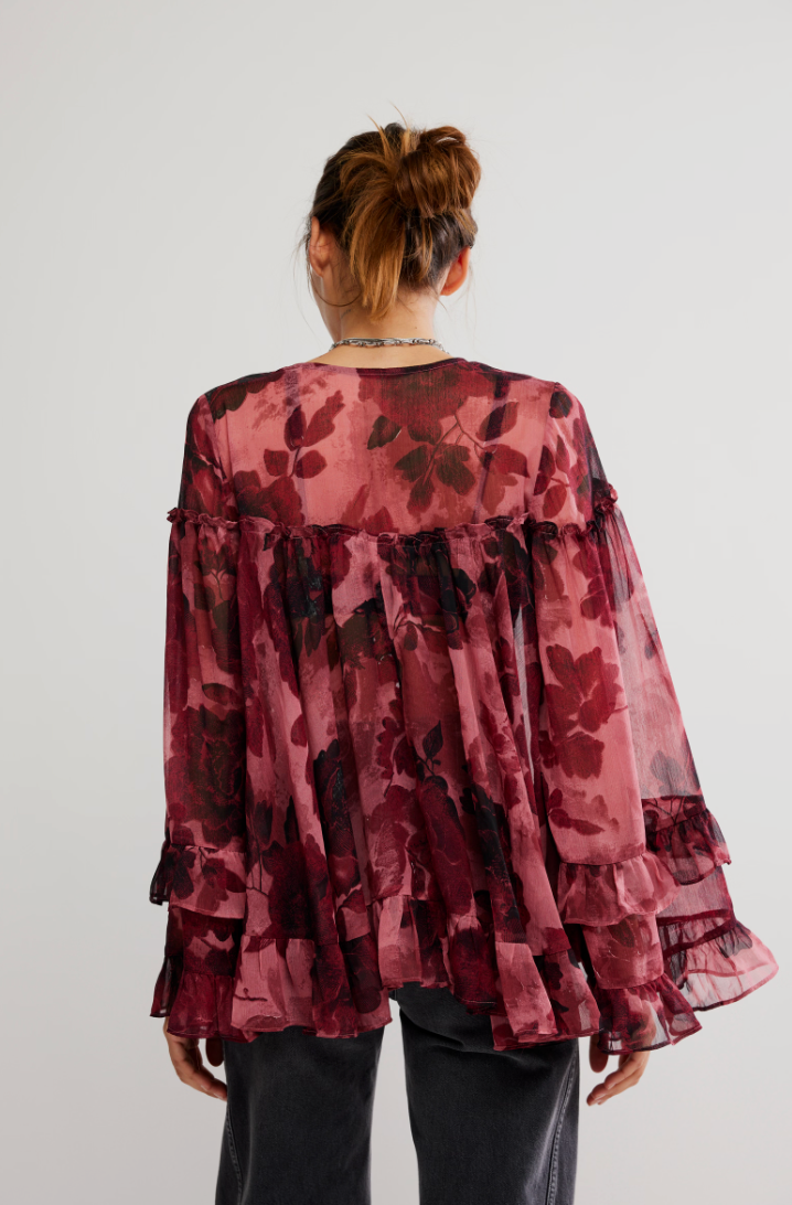 FREE PEOPLE DAY DREAMING BLOUSE IN ROSE COMBO