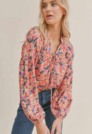 SADIE AND SAGE LIVING IN COLOR  FLORAL TOP