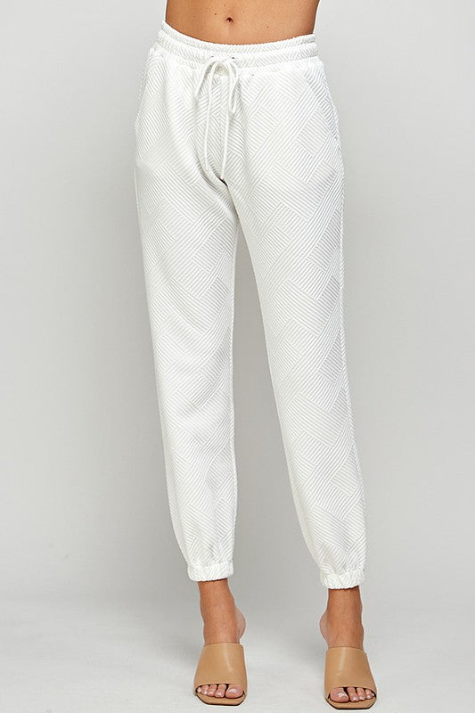 GRACE TEXTURED JOGGER IN WHITE