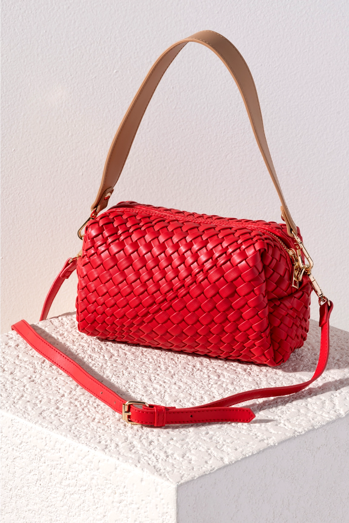 BLYTHE MINI CROSS BODY IN RED & NAVY