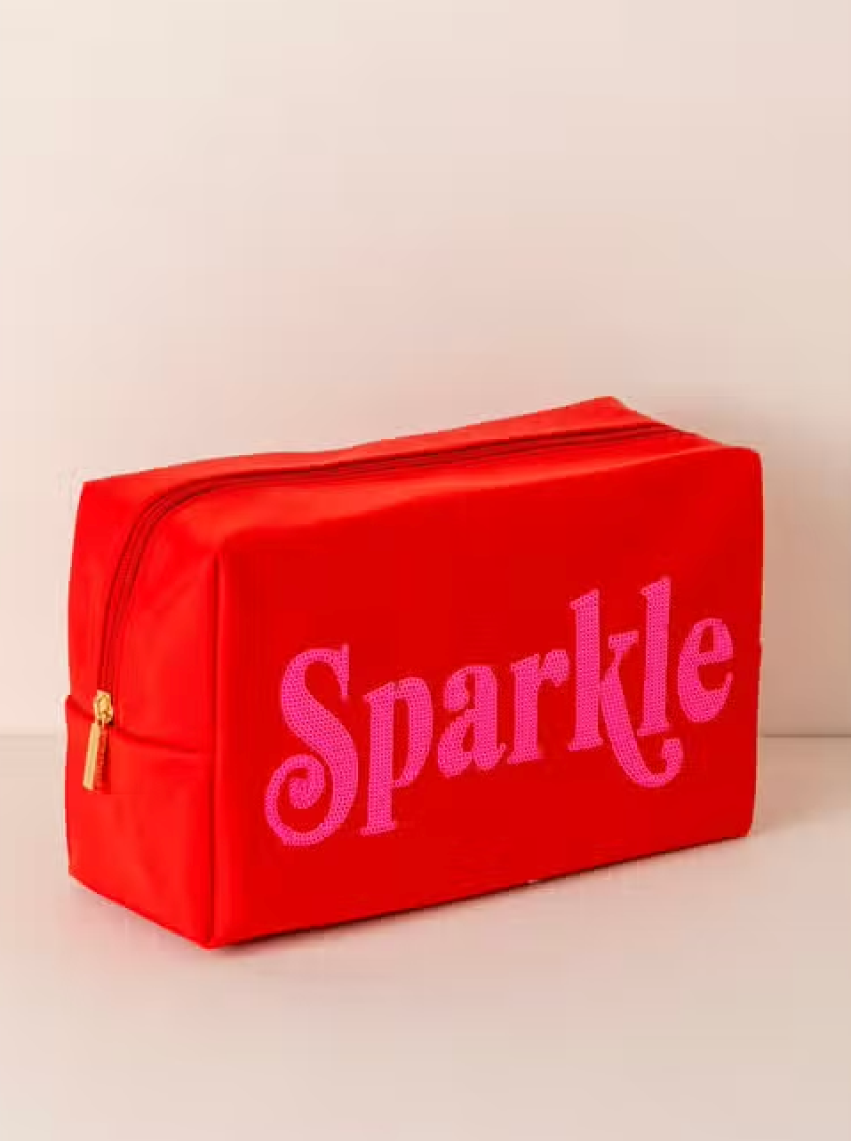 SHIRALEAH CARA SPARKLE LARGE COSMETIC POUCH IN RED