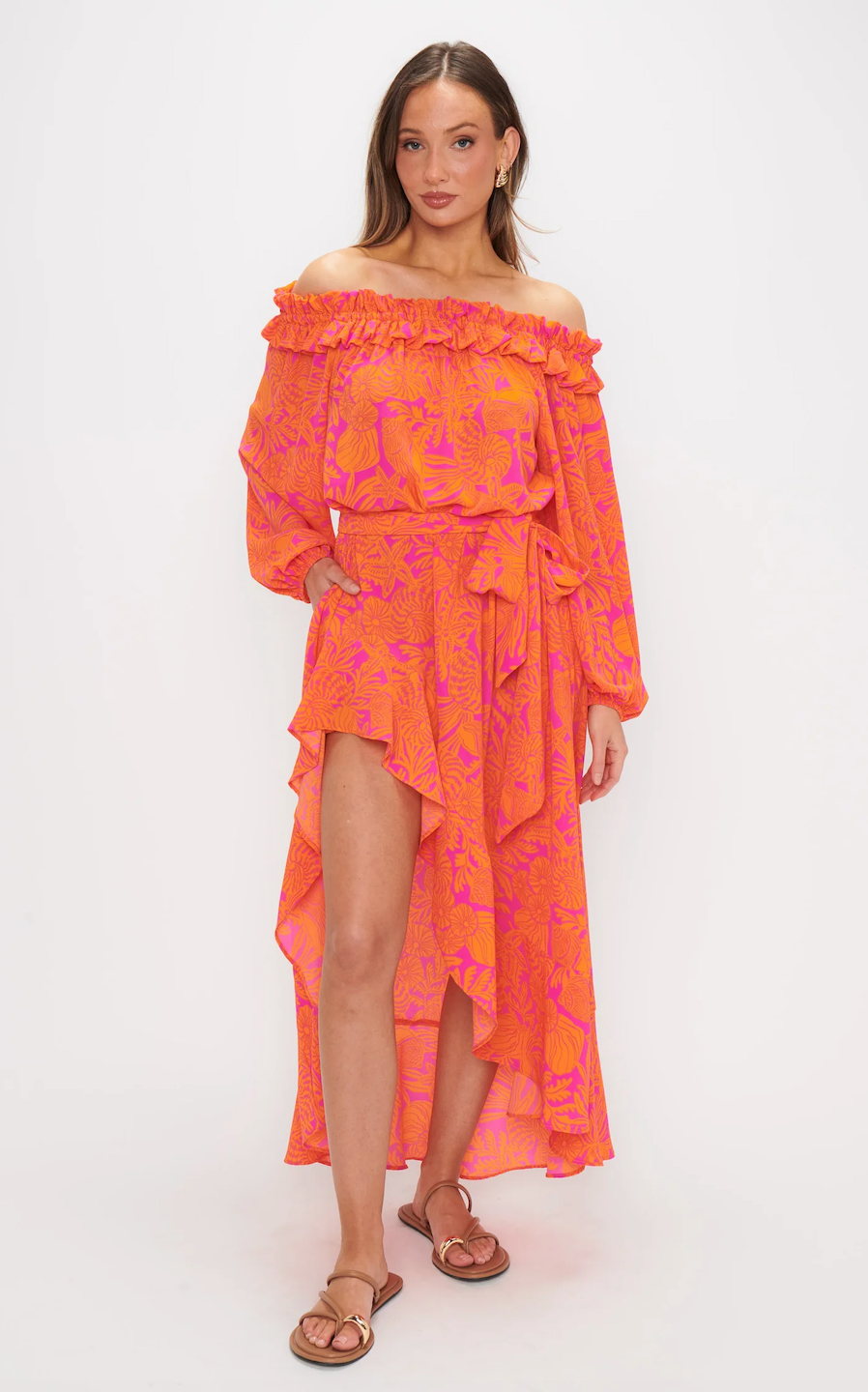 SHOW ME YOUR MUMU BOBBI MAXI DRESS IN FUCHSIA SHELLS