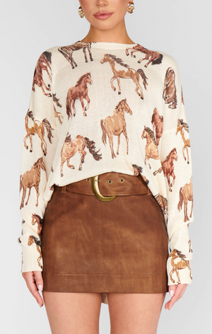 SHOW ME YOUR MUMU BONFIRE SWEATER IN WILD HORSES KNIT