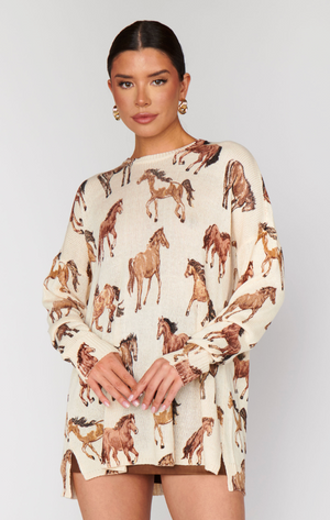 SHOW ME YOUR MUMU BONFIRE SWEATER IN WILD HORSES KNIT
