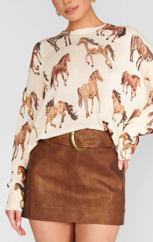 SHOW ME YOUR MUMU BONFIRE SWEATER IN WILD HORSES KNIT