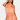 Woman wearing a peach halter top and skirt set on a white background