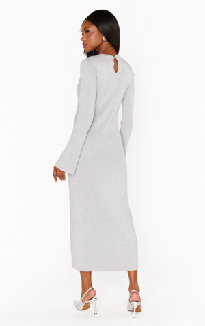 SHOW ME YOUR MUMU CITY DRESS IN SILVER SHIMMER KNIT
