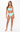 Woman wearing a light blue bikini set on a white background