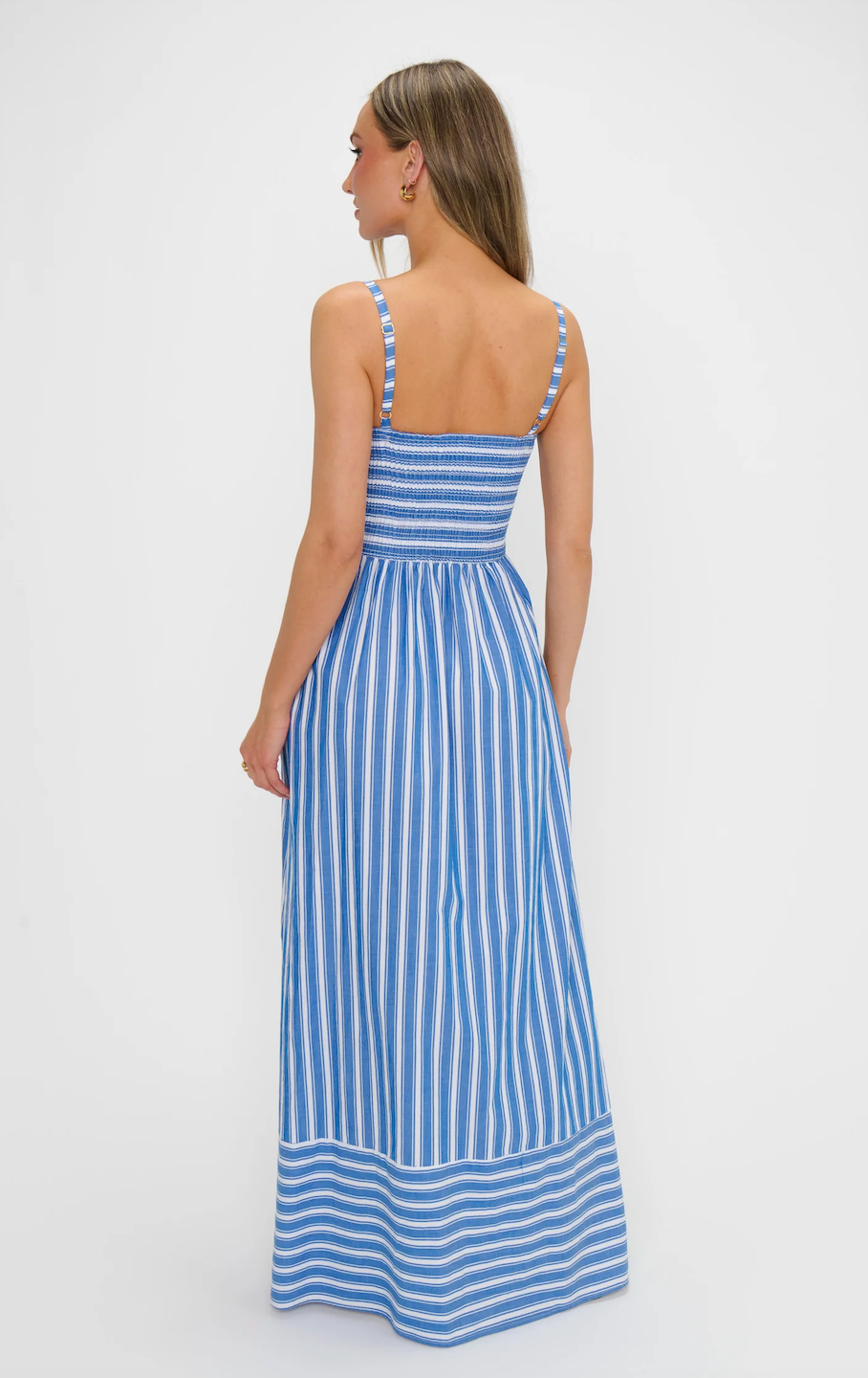 SHOW ME YOUR MUMU DIXIE MAXI DRESS IN COASTAL BLUE STRIPE