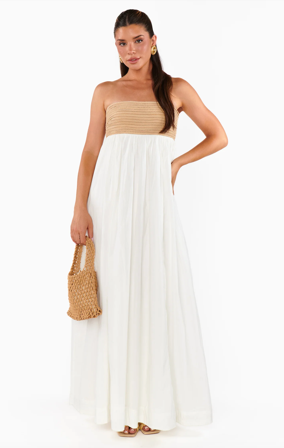 SHOW ME YOUR MUMU DRESS IN WHITE VOILE DRESS WITH TWISTED ROPE