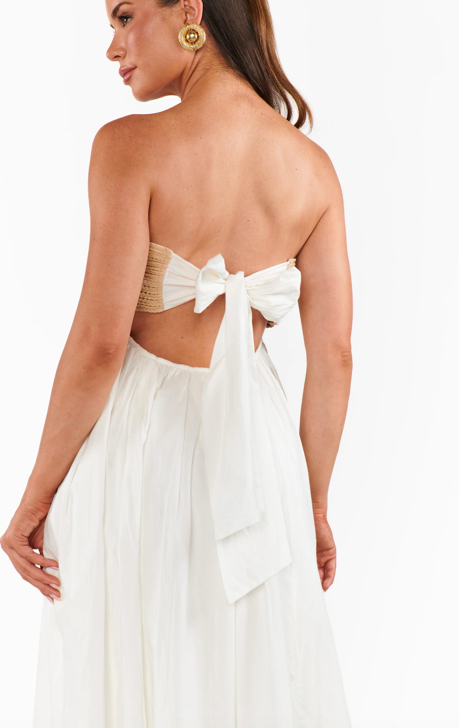 SHOW ME YOUR MUMU DRESS IN WHITE VOILE DRESS WITH TWISTED ROPE