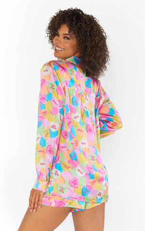 SHOW ME YOUR MUMU EARLY RISER PJ SET IN CANDY CRUSH SILKY