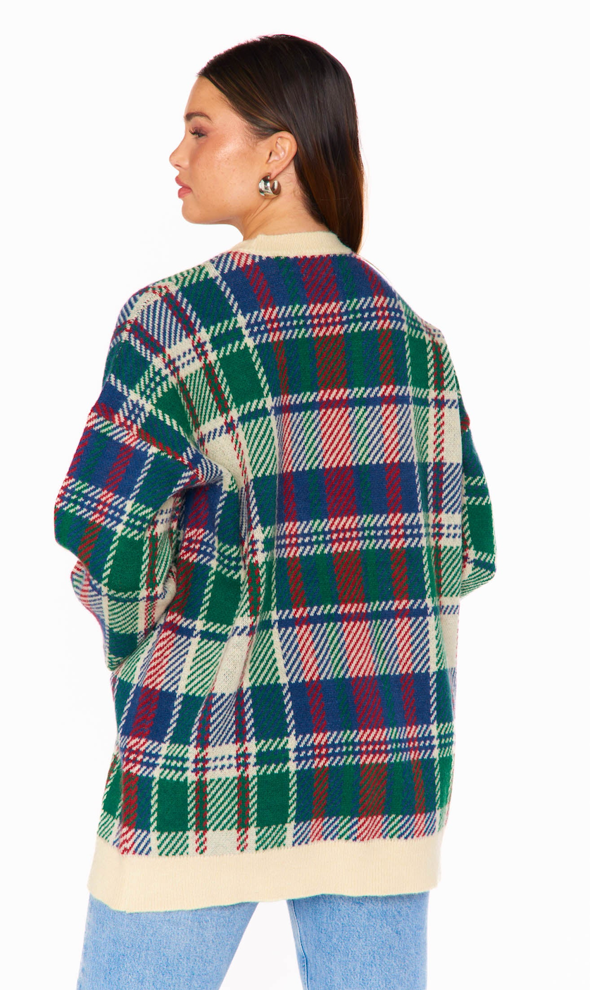 SHOW ME YOUR MUMU EMBER TUNIC SWEATER IN HOLIDAY PLAID KNIT