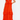 Woman wearing an orange tiered dress on a white background