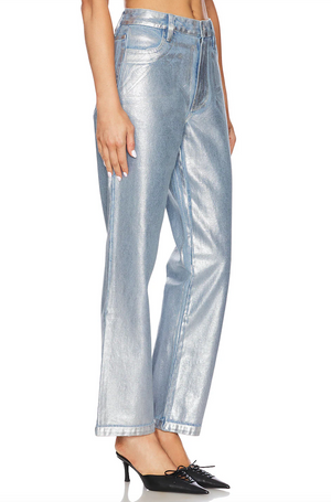 SHOW ME YOUR MUMU ICON JEANS IN SILVER COATED DENIM