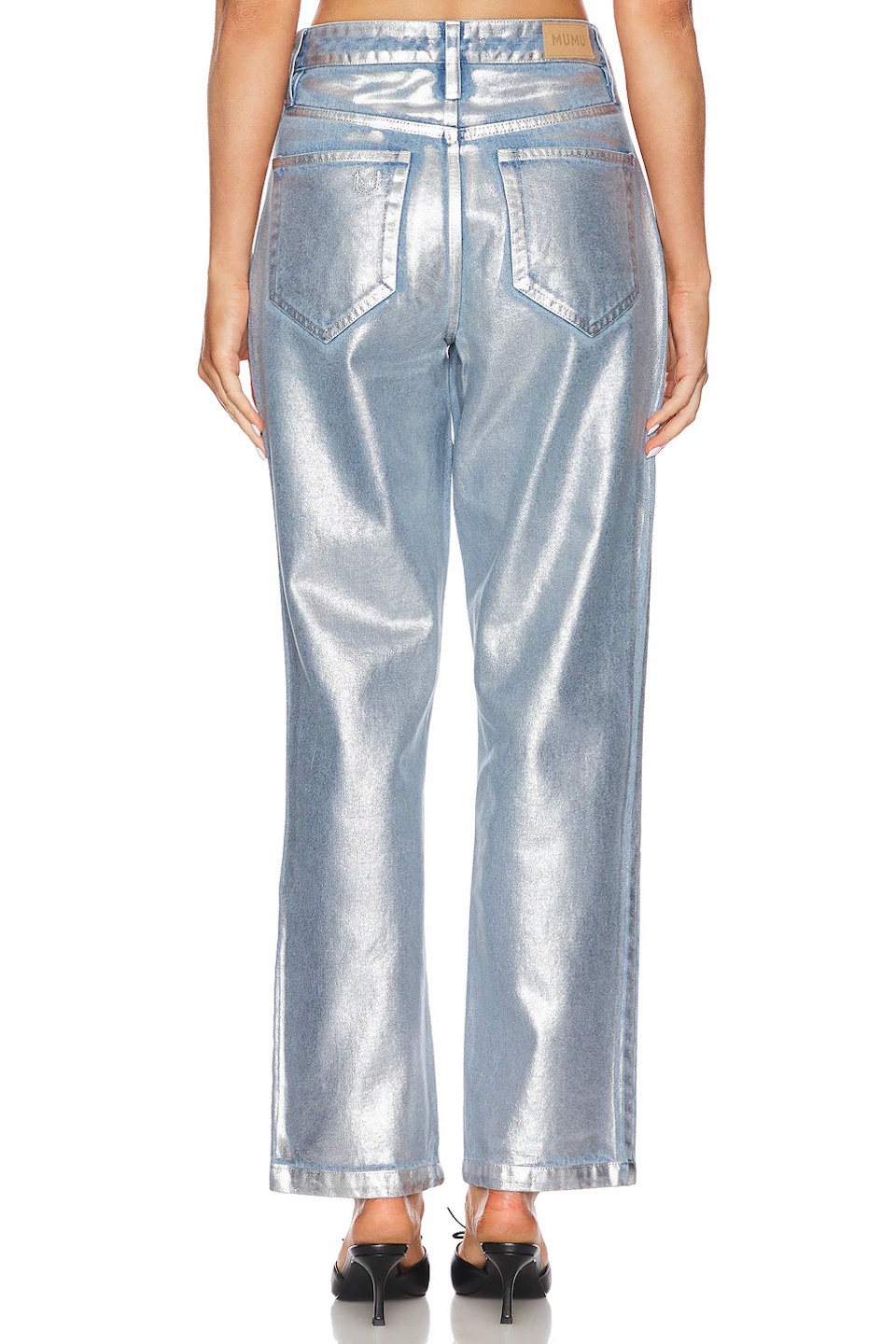 SHOW ME YOUR MUMU ICON JEANS IN SILVER COATED DENIM