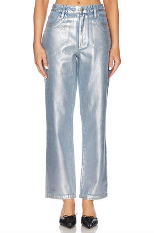 SHOW ME YOUR MUMU ICON JEANS IN SILVER COATED DENIM