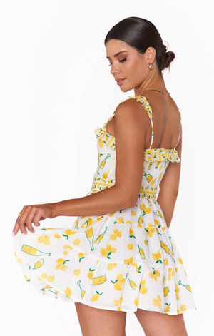 SHOW ME YOUR MUMU JOLENE MINI DRESS IN LIMONCELLO EMBROIDERY