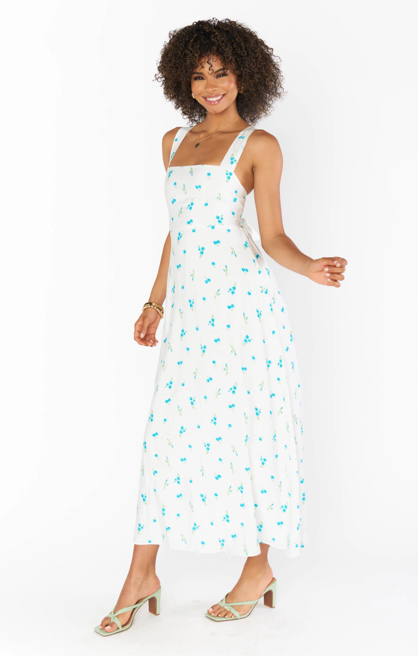 SHOW ME YOUR MUMU MARMONT MIDI DRESS IN BLUEBELL DAISY