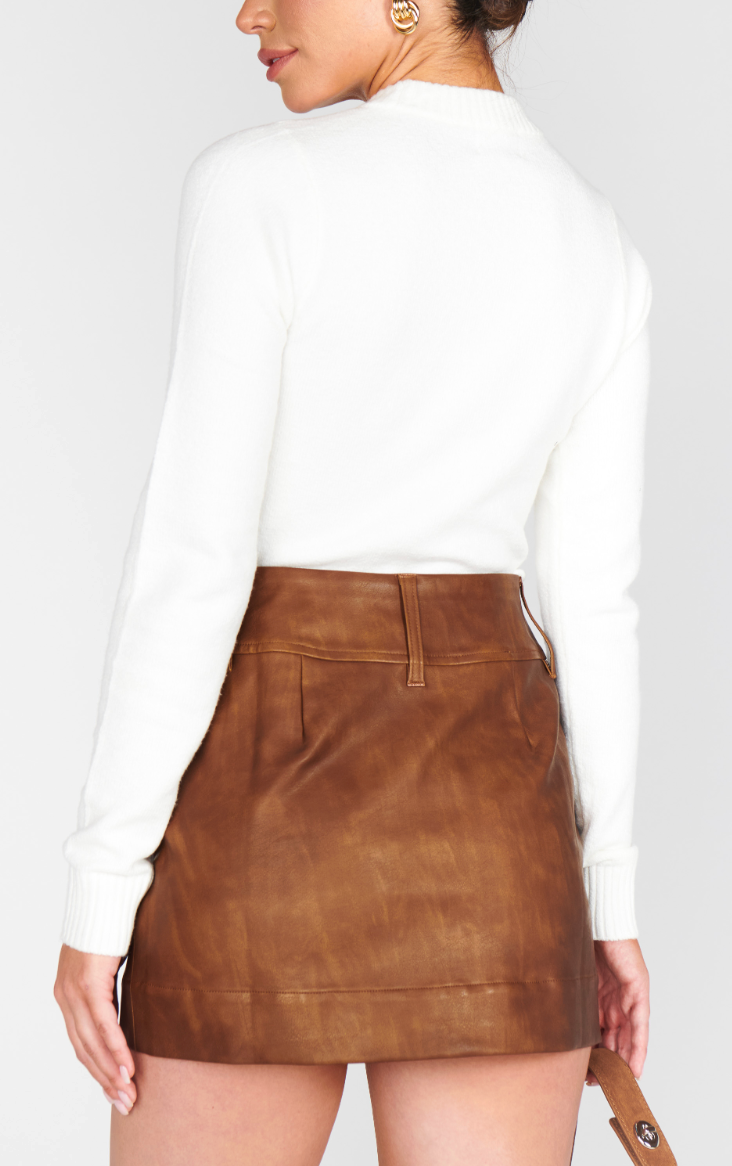 SHOW ME YOUR MUMU MAVERICK MINI SKIRT IN CHESTNUT BROWN
