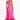 A woman modeling a bright pink satin maxi dress with thin straps, a fitted bodice, and a ruffled hem, paired with matching pink heels against a plain white background.