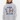 Woman wearing a baggy sweatshirt in gray with the Alpine Ski Club graphic.