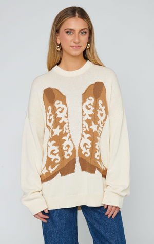 SHOW ME YOUR MUMU STAY AWHILE SWEATER COWBOY BOOT KNIT