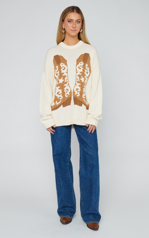 SHOW ME YOUR MUMU STAY AWHILE SWEATER COWBOY BOOT KNIT