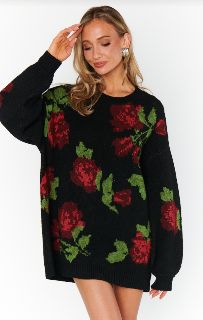 SHOW ME YOUR MUMU SUMMIT SWEATER IN ROSES