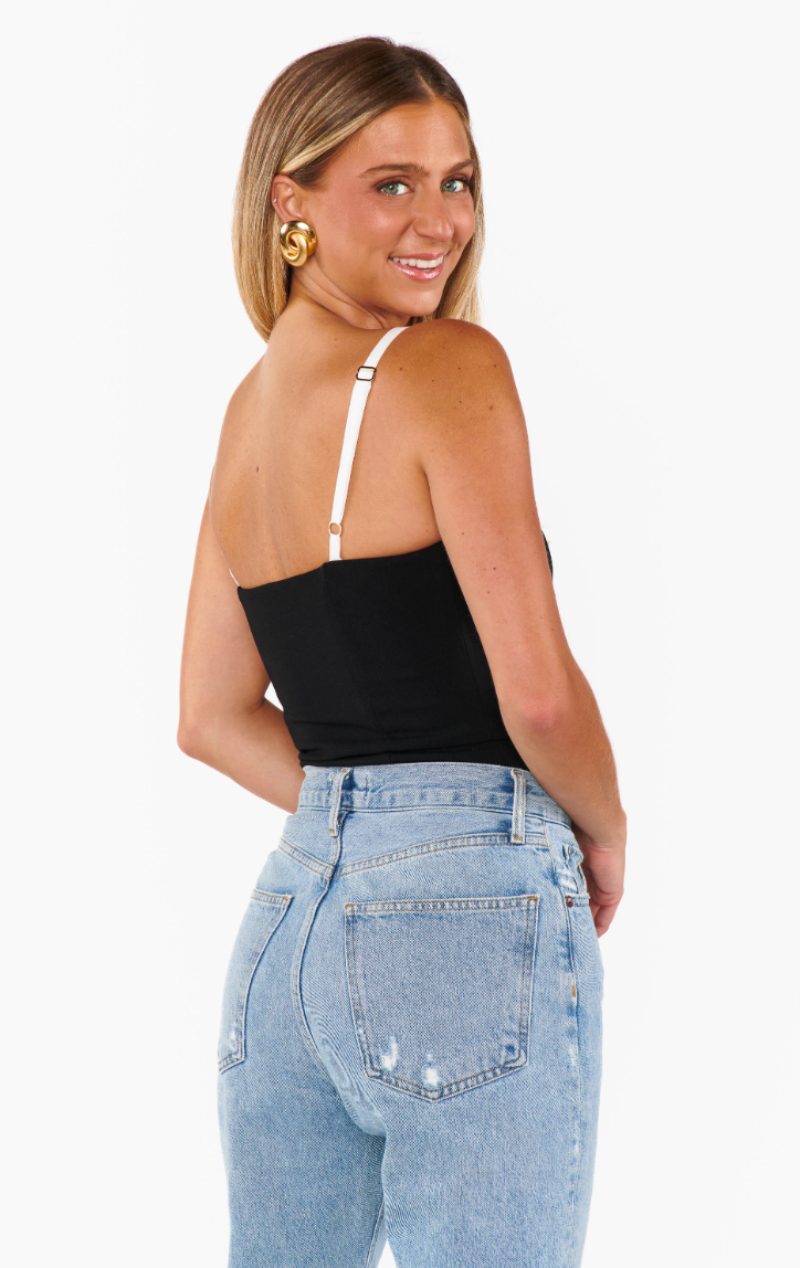SHOW ME YOUR MUMU TIFF TOP BLACK AND WHITE