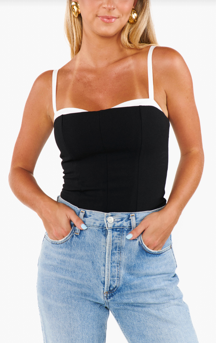 SHOW ME YOUR MUMU TIFF TOP BLACK AND WHITE