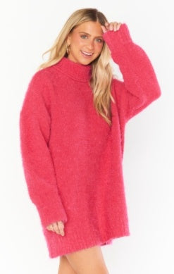 SHOW ME YOUR MUMU TIMMY TUNIC SWEATER IN PINK ROSE KNIT