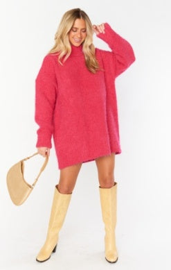 SHOW ME YOUR MUMU TIMMY TUNIC SWEATER IN PINK ROSE KNIT