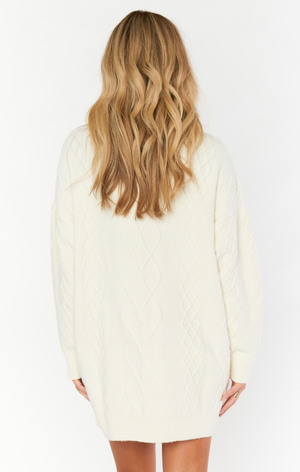 SHOW ME YOUR MUMU TUNIC SWEATER IN CREAM FUZZY KNIT