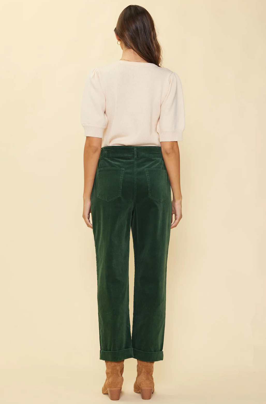 WILLIE CORDUROY CROPPED PANTS IN GEMSTONE GREEN