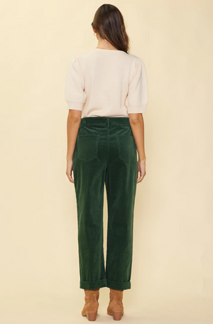 WILLIE CORDUROY CROPPED PANTS IN GEMSTONE GREEN