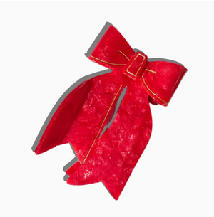 HAND PAINTED BOW CLAW HAIR CLIP IN RED