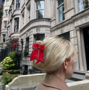 HAND PAINTED BOW CLAW HAIR CLIP IN RED