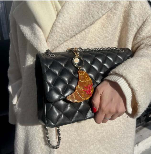 BOW CROISSANT BAG CHARM + KEYCHAIN
