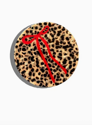 HAND PAINTED LEOPARD BOW COMPACT MIRROR