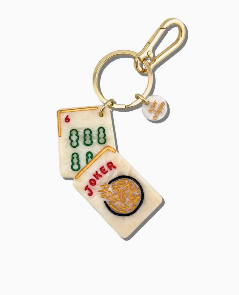 HAND PAINTED MAHJONG BAG CHARM + KEYCHAIN
