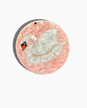 HAND PAINTED SWAN COMPACT MIRROR