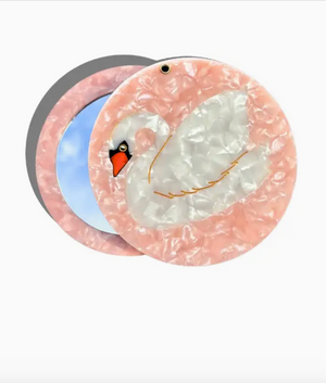 HAND PAINTED SWAN COMPACT MIRROR