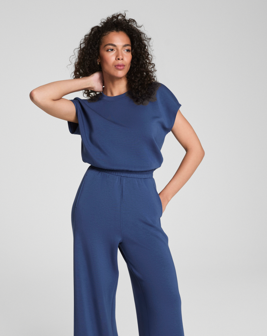 SPANX AE CINCHED JUMPSUIT IN FADED INDIGO