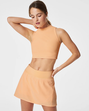 SPANX CONTOUR RIB MOCK NECK CROP TOP IN MELON SORBET